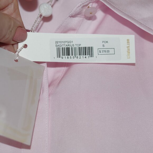 Trina Turk Women's Sagittarius Silk-Blend Blouse Long Sleeve Stretch Pink Size S - Picture 6 of 10